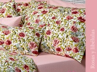 Sábanas Danubio Garden 180 hilos A/P 1 1/2 pz - Rosas y libélulas